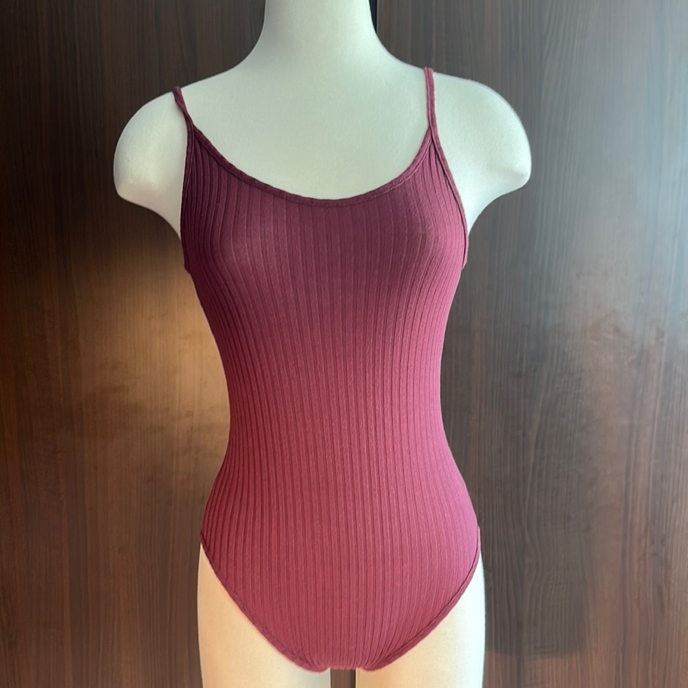 Open back burgundy urban outfitters bodysuit